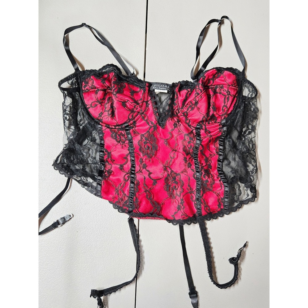 Vintage Women's Large Lace Bustier With Garter Straps Whimsigoth Vamp